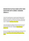  NEURO NCLEX ACTUAL EXAM LATEST 2024 QUESTIONS WITH CORRECT ANSWERS GRADE A+