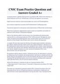 CNSC Exam Practice Questions and  Answers Graded A+ 