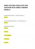 MGMT 5220 FINAL EXAM LATEST 2024 QUESTIONS WITH CORRECT ANSWERS GRADE A+