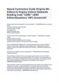 Nascla Contractors Guide (Virginia 8th Edition) & Virginia Uniform Statewide Building Code "USBC" (2000 Edition)Questions 100% Answered!!