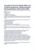 Concepts of Care for Patients With Liver Problems Ignatavicius: Medical-Surgical Nursing Questions with Answers 2024