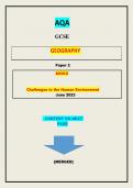 AQA  GCSE  GEOGRAPHY   Paper 2  8035/2  Challenges in the Human Environment|QUESTIONS & MARKING SCHEME MERGED||