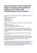 Nascla Contractors Guide (Virginia 8th Edition) & Virginia Uniform Statewide Building Code "USBC" (2000 Edition)Questions 100% Answered