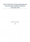 WGU C208 Task 2 Change Management and Innovation Western Governors University 2024