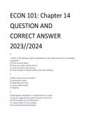ECON 101: Chapter 14 QUESTION AND  CORRECT ANSWER  2023//2024