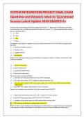 SYSTEM INTEGRATION PROJECT FINAL EXAM  Questions and Answers rated A+ Guaranteed  Success Latest Update 2024 GRADED A+