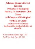 Solutions Manual with Test Bank for Principles of Managerial Finance 15th Edition By Scott Smart Chad Zutter (All Chapters, 100% Original Verified, A+ Grade)