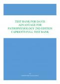 TEST BANK FOR DAVIS  ADVANTAGE FOR  PATHOPHYSIOLOGY 2ND EDITION  CAPRIOTTI FULL TEST BANK