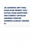 JB LEARNING: EMT FINAL EXAM EXAM NEWEST 2024 ACTUAL EXAM QUESTIONS AND CORRECT DETAILED ANSWERS VERIFIED ANSWERS ALREADY GRADED A+