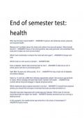 End of semester test:  health