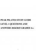 PEAK PILATES STUDY GUIDE LEVEL 1 QUESTIONS AND ANSWERS 2024/2025 GRADED A+.
