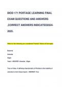 BIOD 171 PORTAGE LEARNING FINAL  EXAM QUESTIONS AND ANSWERS  ,CORRECT ANSWERS INDICATED2024- 2025.