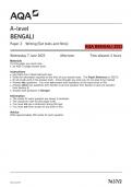 BUNDLE - 2023 AQA QP A-level BENGALI PAPER 1, 2 & 3 BOTH QP AND MS