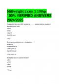 RATED A++ Millwright Exam 1 100qs 100% VERIFIED ANSWERS  2024/2025