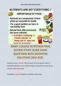 JERSEY COLLEGE NUTRITION FINAL REVIEW STUDY GUIDE EXAM QUESTIONS WITH DEFINITIVE SOLUTIONS 2024-2025.