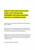   CHEM 237 FINAL EXAM TAMU (ACTUAL EXAM) LATEST 2024 INCLUDES ASSIGNMENT,DISCUSSION QUESTIONS AND RESULTS EXPERIMENTS EXAM 