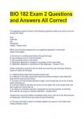 BIO 182 Exam 2 Questions  and Answers All Correct