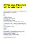 BIO 182 Exam 2 Questions  with Correct Answers