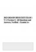 2023-2024 RN HESI EXIT EXAM – V 1 (Version 1) All Questions and Answers, Verified - Graded A+