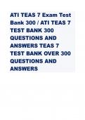 ATI TEAS 7 Exam Test Bank 300 / ATI TEAS 7 TEST BANK 300 QUESTIONS AND ANSWERS TEAS 7 TEST BANK OVER 300 QUESTIONS AND ANSWERS