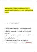 Lewis Chapter 59 Dementia And Delirium,  Seizures, and Headaches 1  Dementia is defined  as a,,,,, 