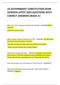 US GOVERNMENT CONSTITUTION EXAM  GORDON LATEST 2024 QUESTIONS WITH CORRECT ANSWERS GRADE A+ 