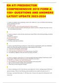 RN ATI PREDIDICTOR COMPREHENSIVE 2019 FORM A 100+ QUESTIONS AND ANSWERS LATEST UPDATE 2023-2024