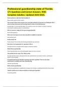 Professional guardianship state of Florida. 171 Questions and Correct Answers, With Complete Solution. Updated 2024/2025.