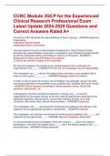 CCRC Module 3GCP for the Experienced  Clinical Research Professional Exam  Latest Update 2024-2025 Questions and  Correct Answers Rated A+
