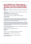Army OPSEC level 1 (Newcomers &  Refresher Test Exam Latest 2024-2025  Questions and Correct Answers Rated  A+