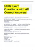 CBIS Exam Questions with All  Correct Answers