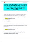 CERTIFIED LACTATION CONSULTANT  EXAM | QUESTIONS & 100% CORRECT  ANSWERS (VERIFIED) | LATEST  UPDATE | GRADED A+ | ALREADY  GRADED