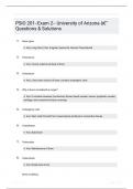 PSIO 201Exam 2 University of Arizona  Questions  Solutions