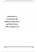 Introduction to Econometrics 4th Edition by James Stock and Mark Watson. ISBN-. Chapters 1-19