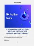 TFN LONG EXAM REVIEWER EXAM QUESTIONS (50 TERMS) WITH CERTIFIED SOLUTIONS 2024-2025