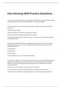 Intro Nursing HESI Practice Questions Already Passed And Graded A+.