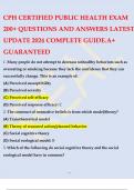 CPH CERTIFIED PUBLIC HEALTH EXAM 200+ QUESTIONS AND ANSWERS LATEST UPDATE 2024 COMPLETE GUIDE.A+ GUARANTEED 