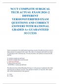 NCCT COMPLETE SURGICAL  TECH ACTUAL EXAM 2024 (2  DIFFERENT VERSIONSVERIFIED EXAM QUESTIONS AND CORRECT ANSWERS WITH RATIONAL GRADED A+ GUARANTEED SUCCESS