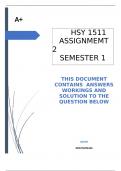 HSY1511 Assignment 2 (ANSWERS) Semester 1 2024 - DISTINCTION GUARANTEED.