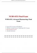 NURS 6521 Final Exam NURS-6521, Advanced Pharmacology Final Exam 