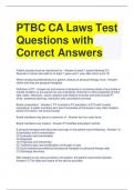 PTBC CA Laws Test Questions with Correct Answers