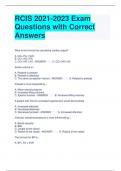 RCIS 2021-2023 Exam Questions with Correct Answers 