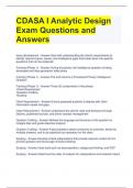 CDASA I Analytic Design Exam Questions and  Answers