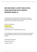 NUR 280 EXAM 1 LATEST 2024 ACTUAL  EXAM QUESTIONS WITH CORRECT ANSWERS GRADE A+ 