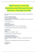 ABO Practice Test Set  Questions And Revised Correct  Answers | Already Passed!!