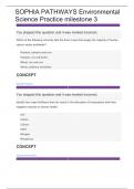 SOPHIA PATHWAYS Environmental Science Practice milestone 3 Questions and answers 2024 new updates