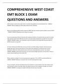 COMPREHENSIVE WEST COAST EMT BLOCK 1 EXAM QUESTIONS AND ANSWERS 