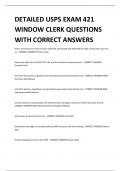 DETAILED USPS EXAM 421 WINDOW CLERK QUESTIONS WITH CORRECT ANSWERS 