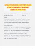 HAWAII INSURANCE ADJUSTER EXAM - STUDY TERMS QUESTIONS AND ANSWERS 100% PASS