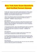 New York Auto Exam Questions  And Verified Correct Answer